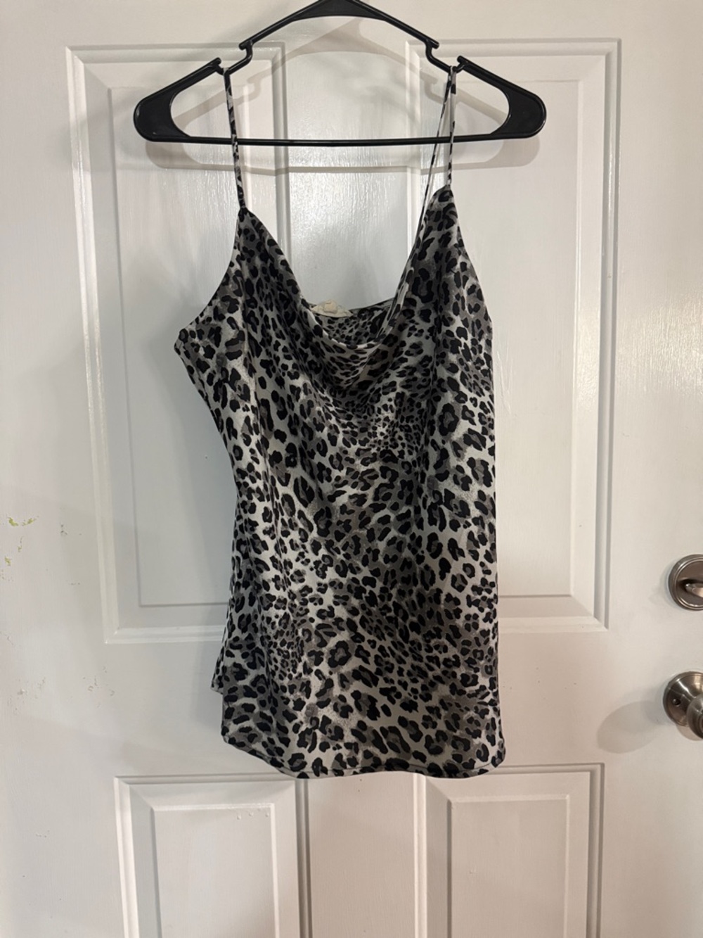 easel Leopard Print Cowl Neck Camisole - Black & White